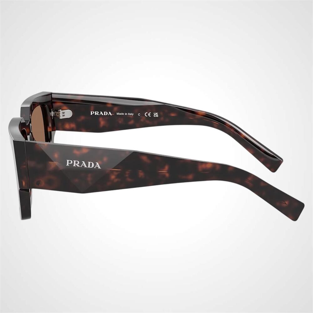 New PRADA Sunglasses Brown Root Tortoise Rectangle Square Mens - Picture 3 of 6